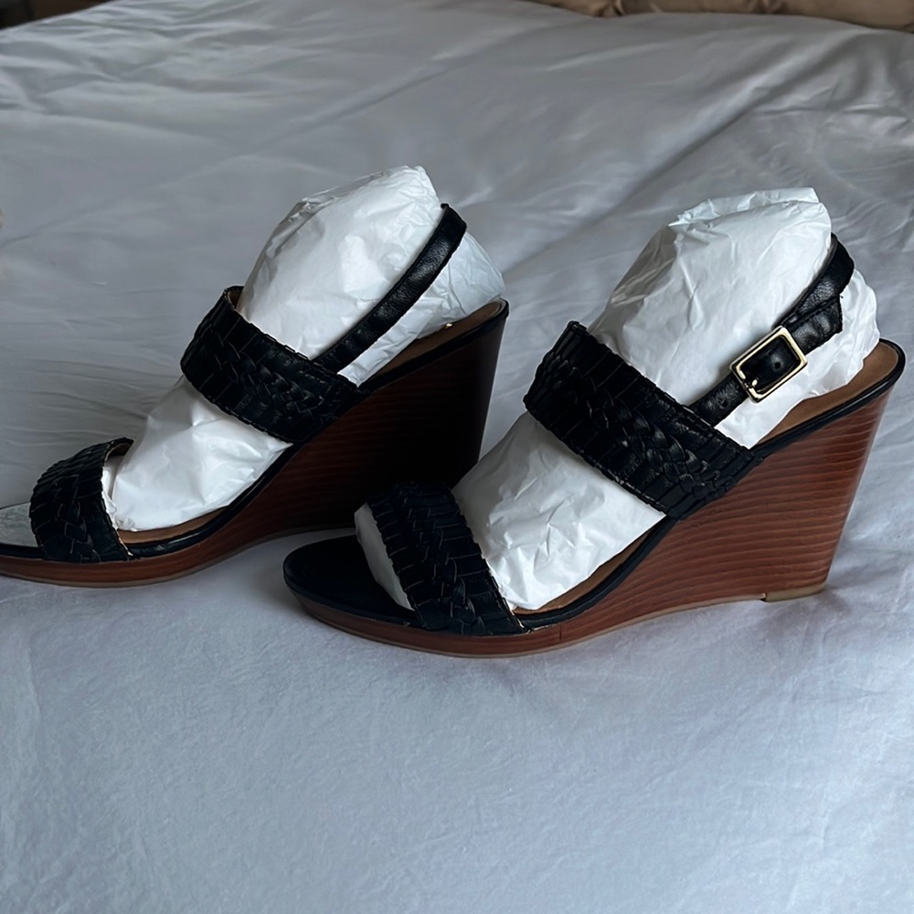 Brand New Jack Rogers Wedge Sandals in Black and Tan